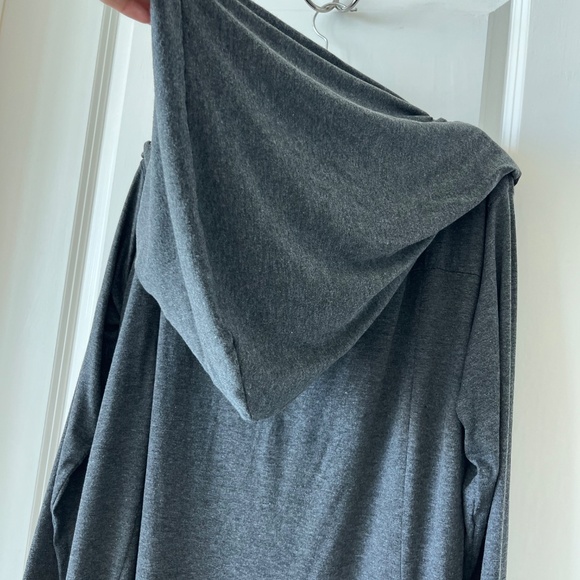 Long Hooded Drape Cardigan by Coofandy – Soft Stretch Knit in Charcoal Gray - Picture 8 of 9